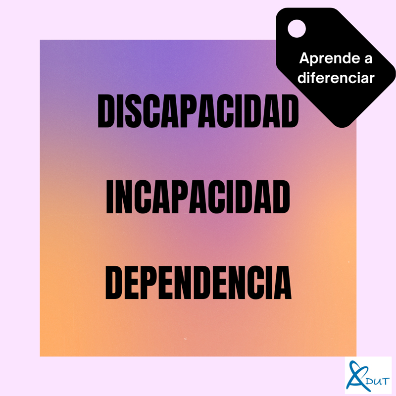 Imagen con texto que indica Discapacidad, incapacidad, dependencia