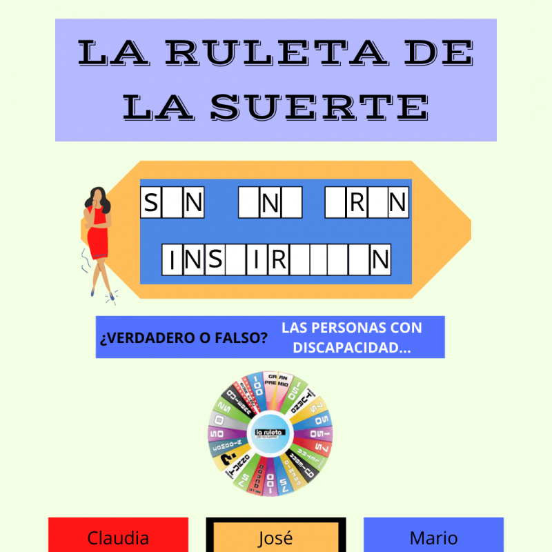muestra el popular concurso de televisión "La ruleta de la suerte" (también conocido como "La ruleta de la fortuna")